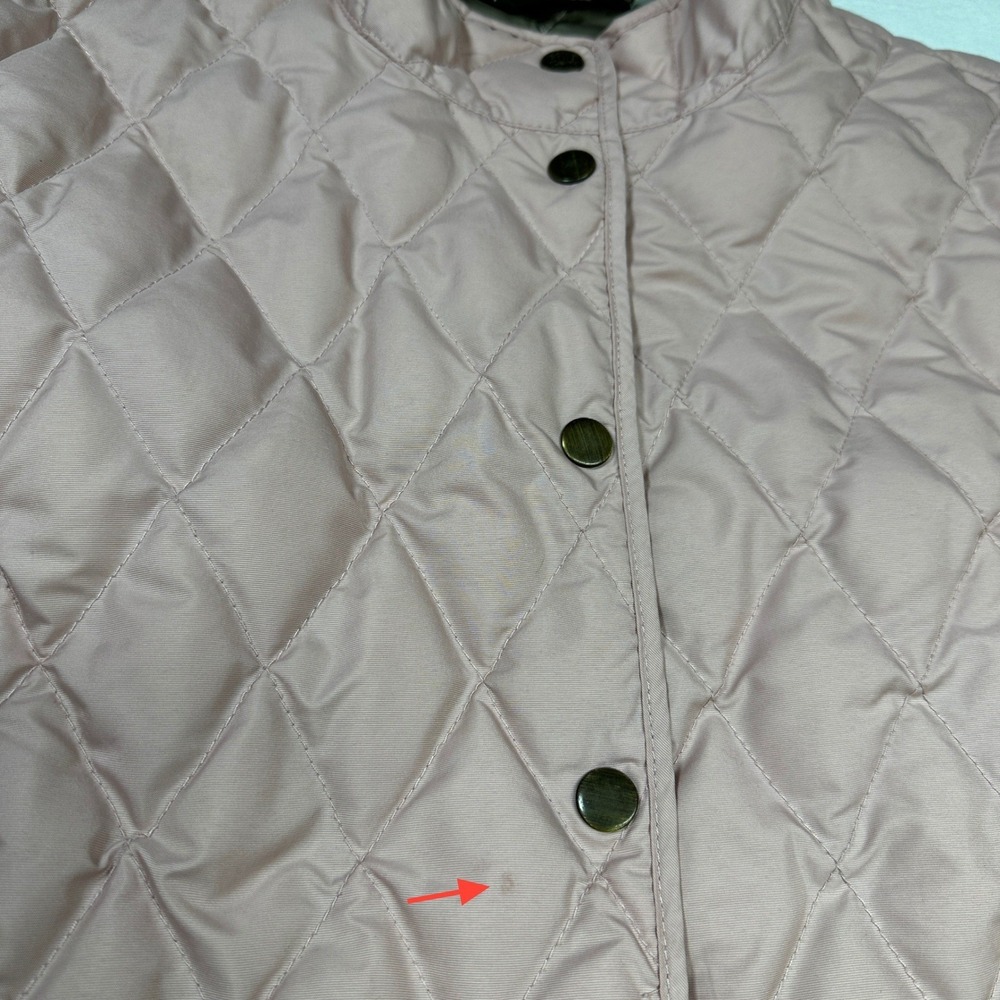 Eddie Bauer Premium Quilted Goose Down Puffer Jacket Pink Snap Flap Pockets Sz L - Picture 8 of 14